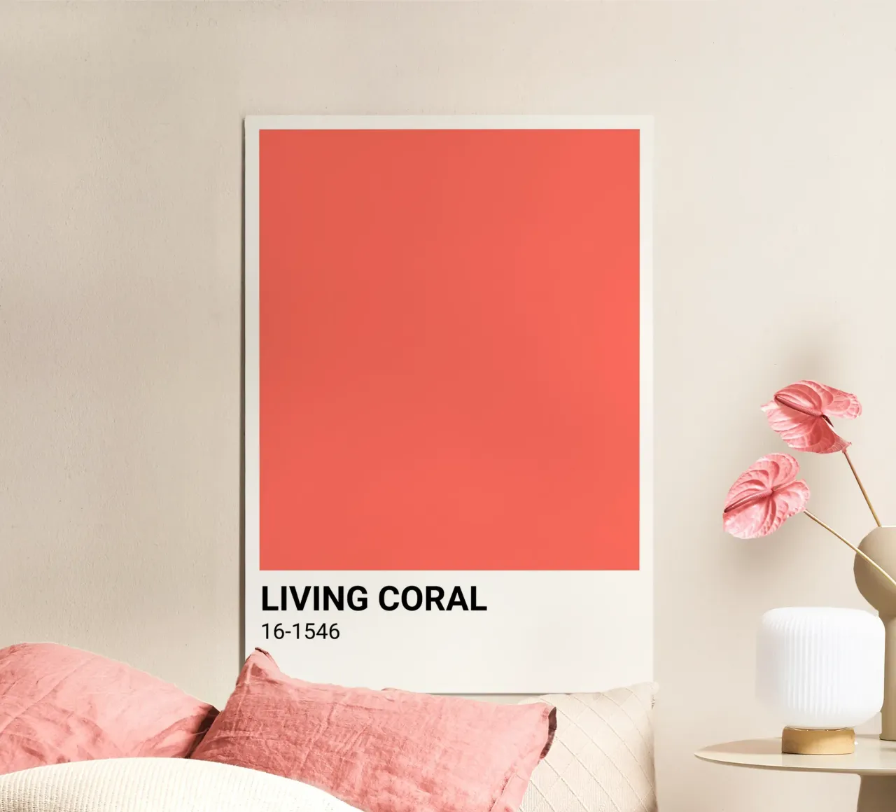 Arte vibrante Living Coral Pantone Color Block poster da dawnthesea