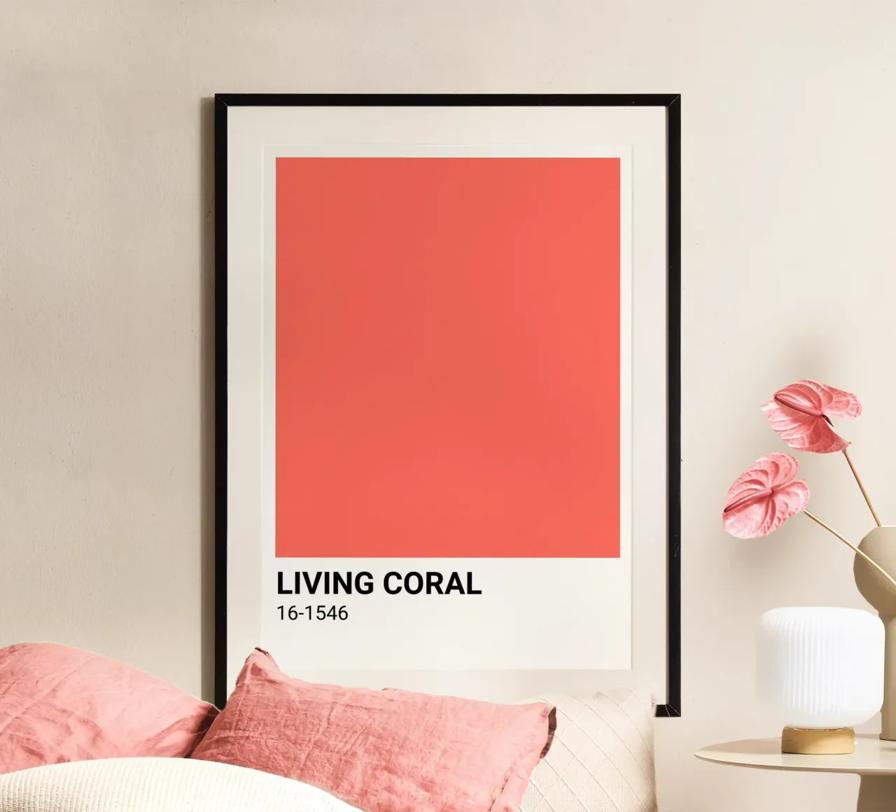 Arte vibrante Living Coral Pantone Color Block poster da dawnthesea