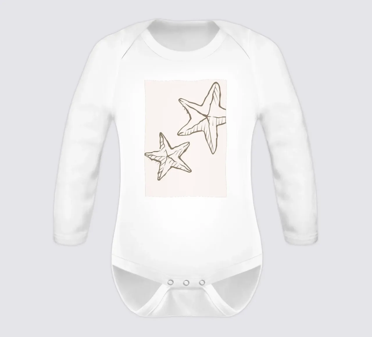 Starfish Sketch Boho Coastal Minimalist Art long-sleeve baby romper by dawnthesea