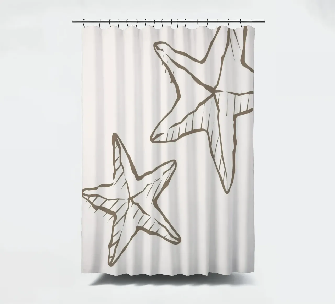 Zeester Schets Boho Kust Minimalistische Kunst douchegordijn van dawnthesea