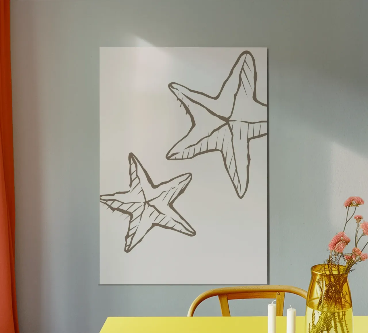 Zeester Schets Boho Kust Minimalistische Kunst hahnemühle van dawnthesea