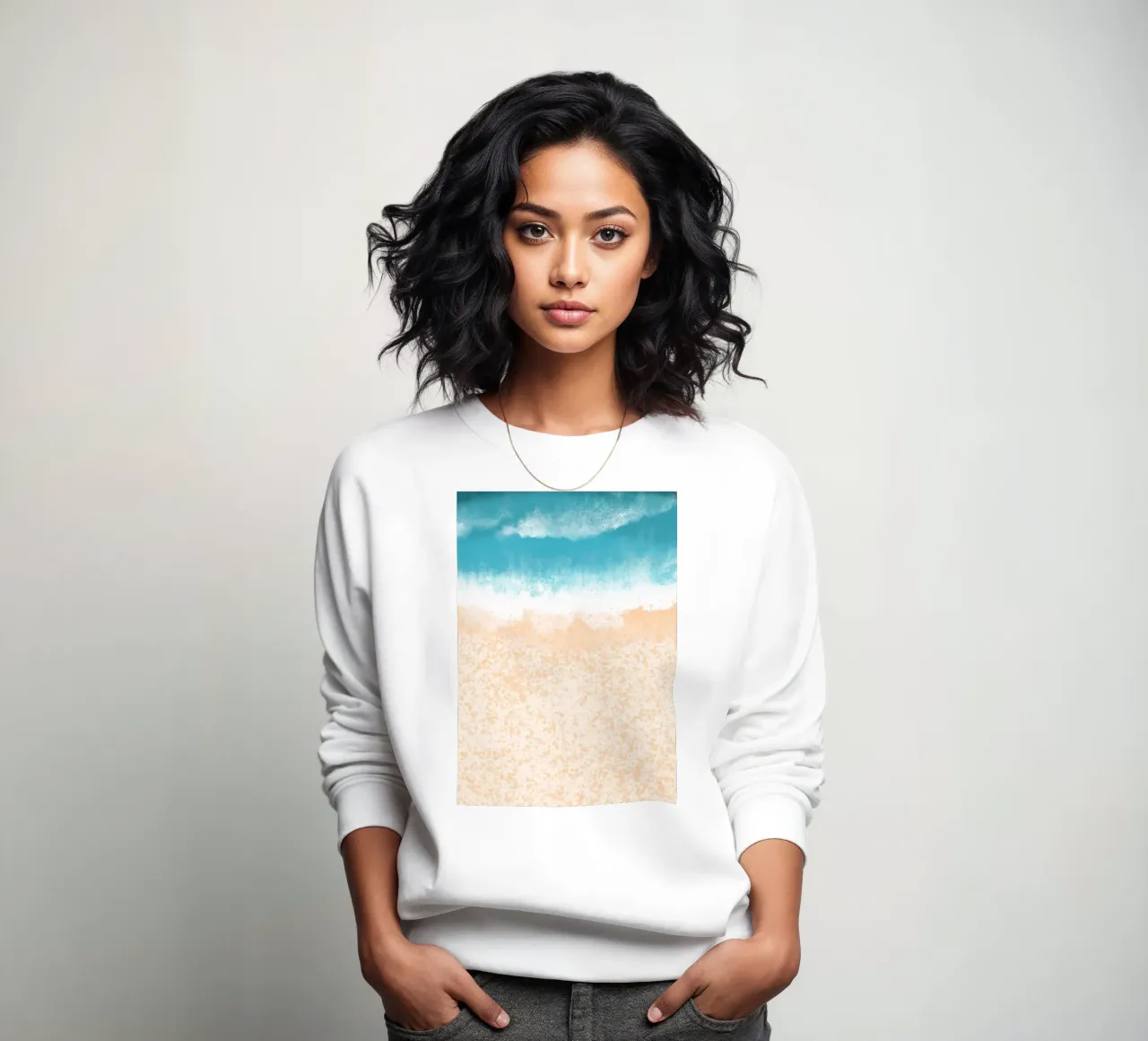 Art abstrait de la plage, vue du dessus, de l'océan et du sable sweat de dawnthesea