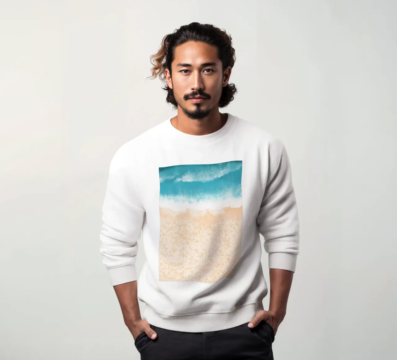 Art abstrait de la plage, vue du dessus, de l'océan et du sable sweat de dawnthesea