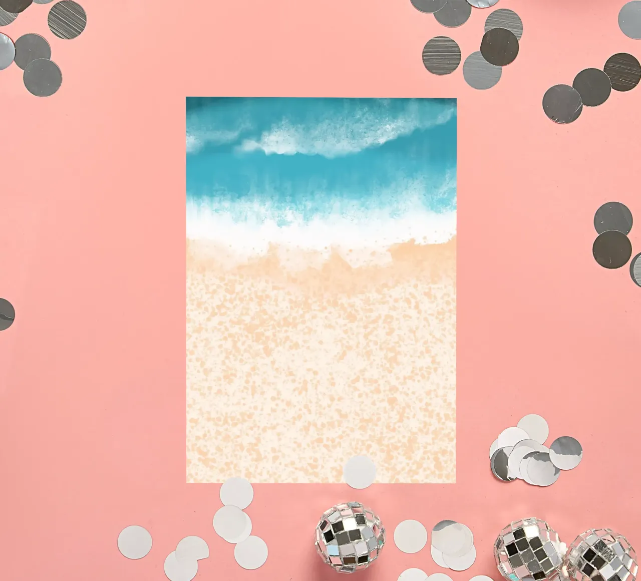 Art abstrait de la plage, vue du dessus, de l'océan et du sable autocollant de dawnthesea