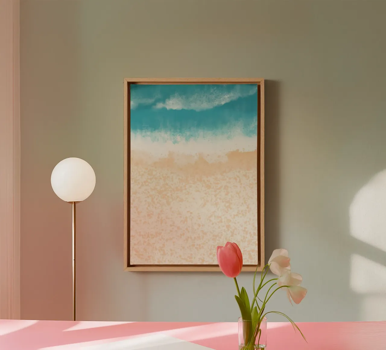 Abstract Beach Top View Ocean Sand Art canvas with Floater frame by dawnthesea