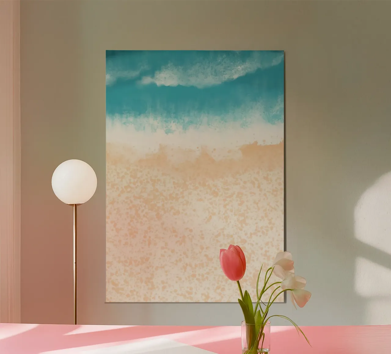 Art abstrait de la plage, vue du dessus, de l'océan et du sable hahnemühle de dawnthesea