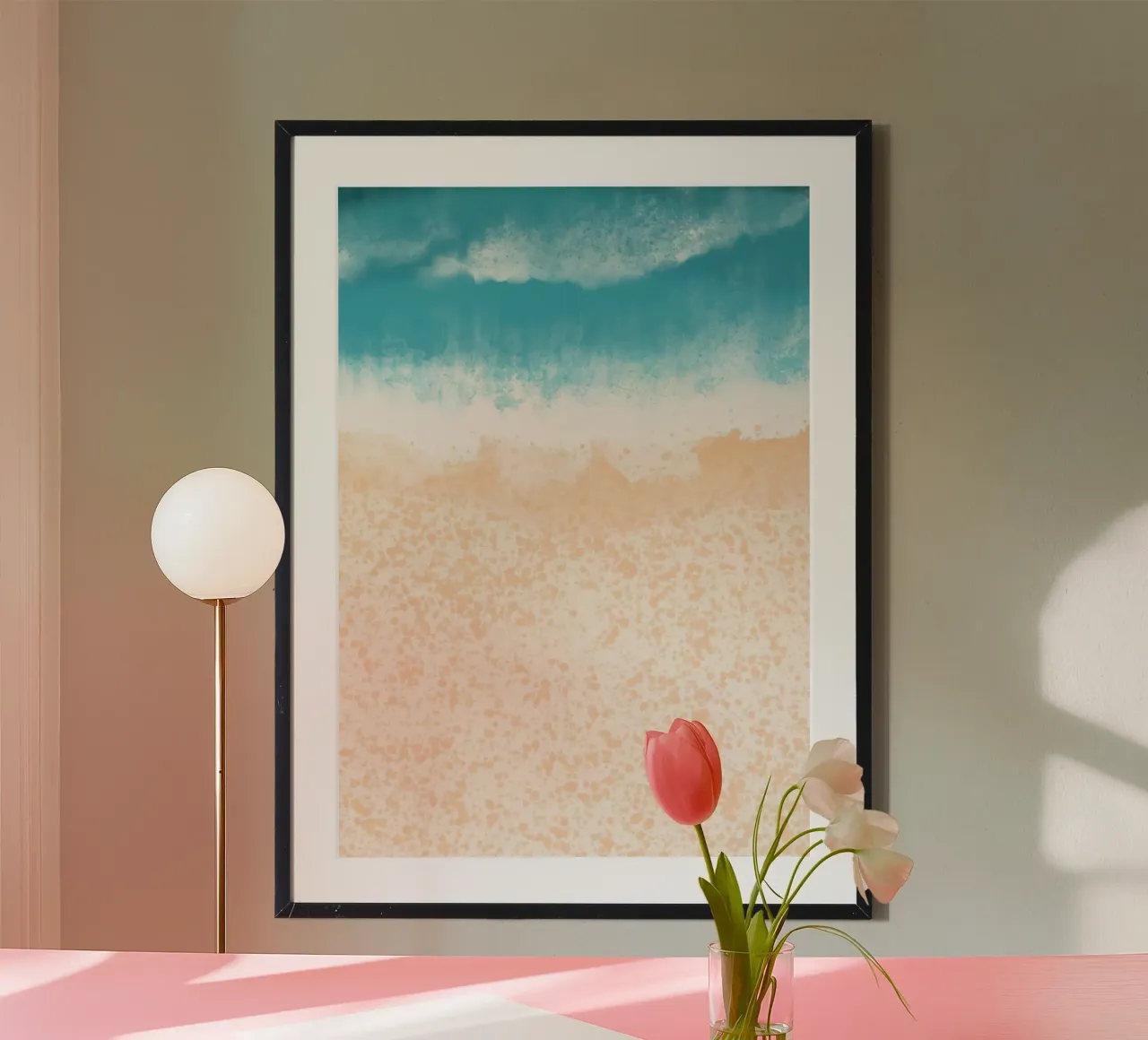 Art abstrait de la plage, vue du dessus, de l'océan et du sable hahnemühle de dawnthesea