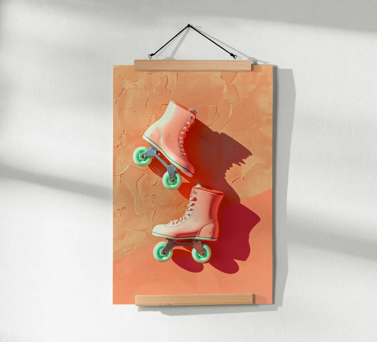 Retro Roller Skates on Dopamine Coral carta hahnemühle da Mosaic Dialogue