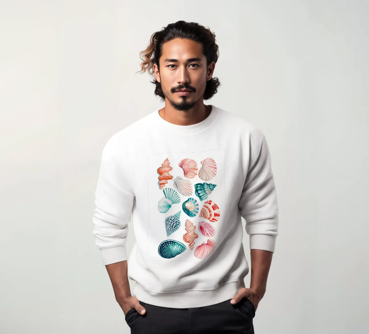 Vibrant Seashell Collection Acuarela costera sudadera de dawnthesea