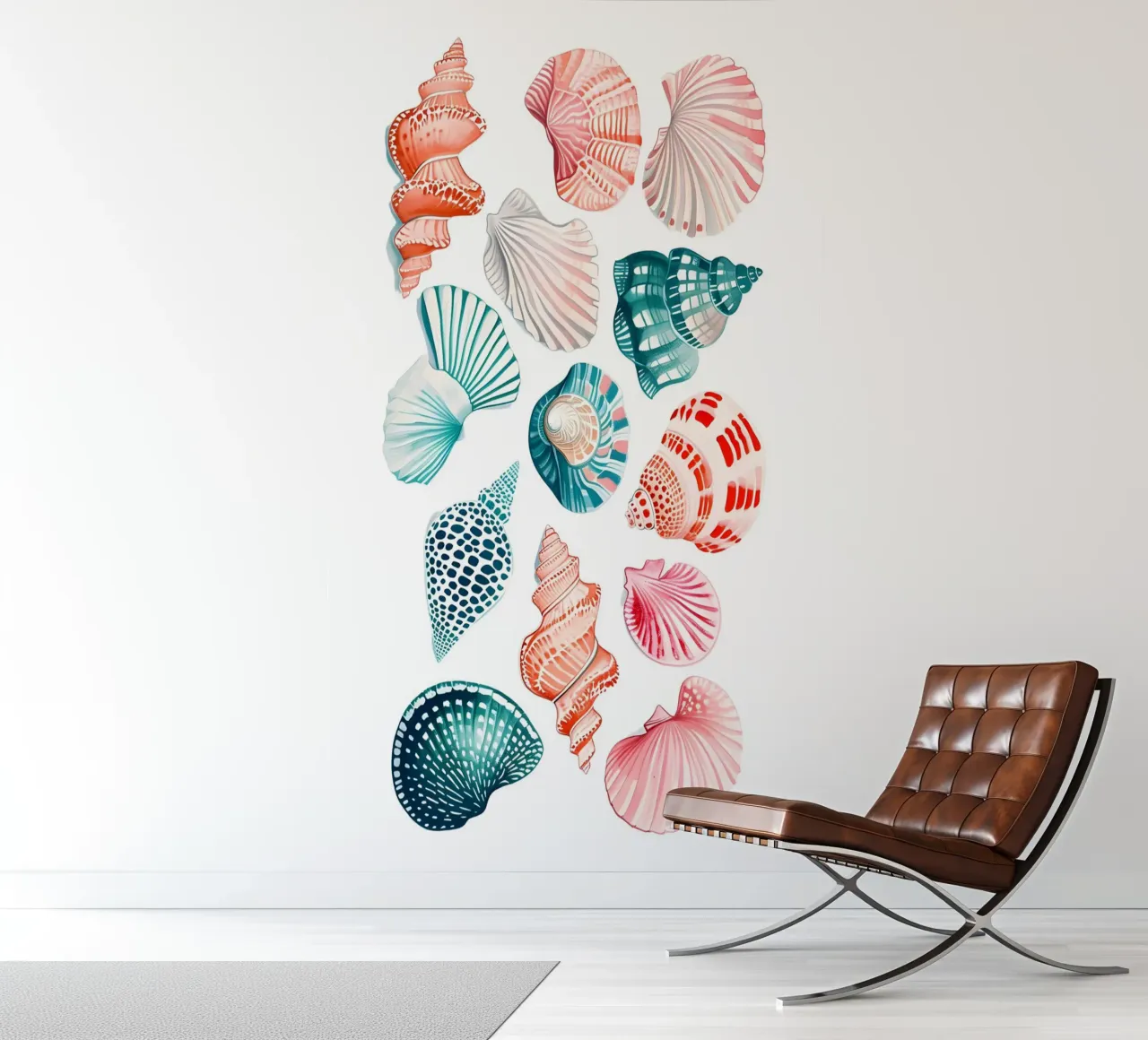 Vibrant Seashell Collection Acuarela costera papel para pared de dawnthesea