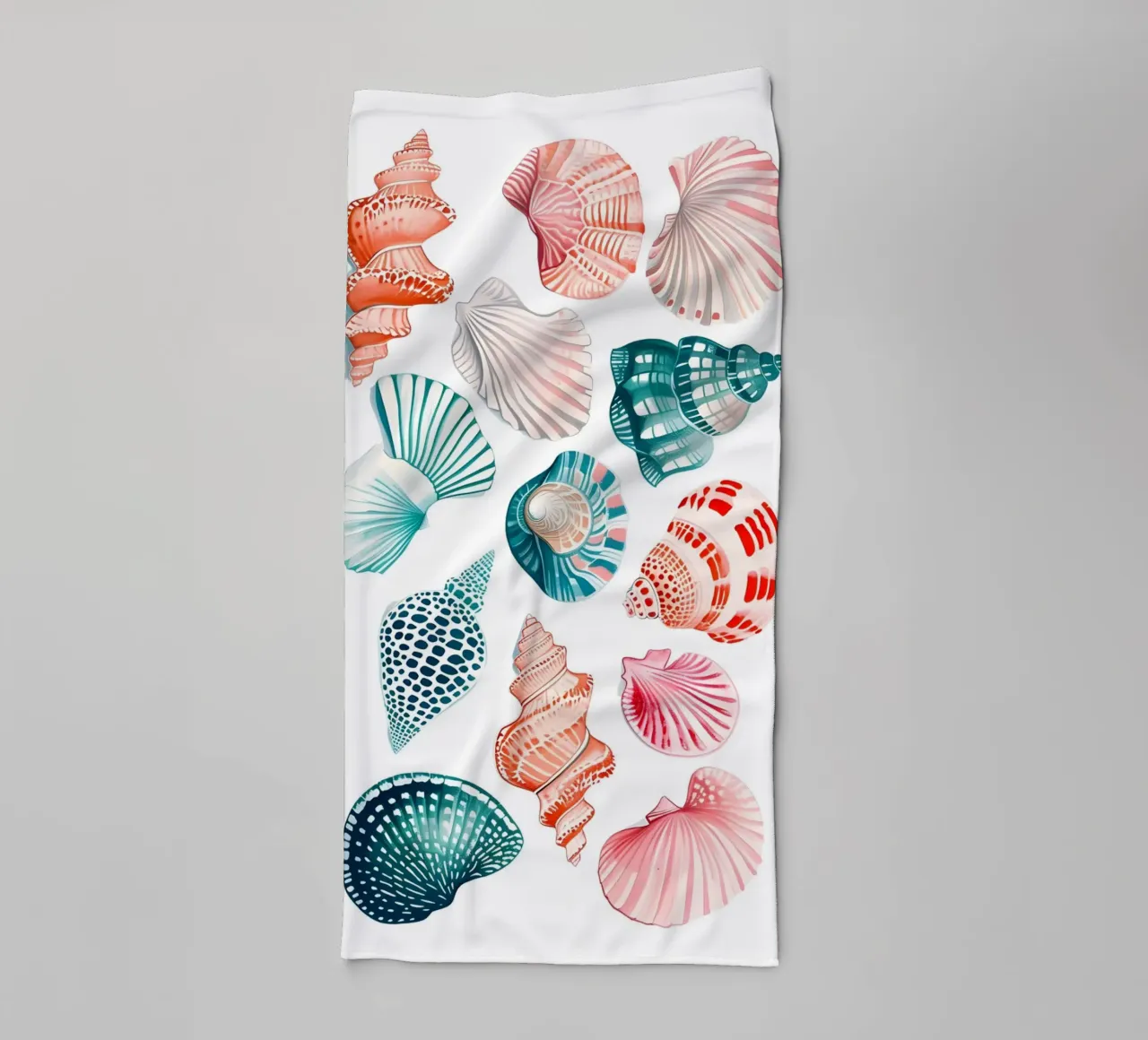 Vibrant Seashell Collection Acuarela costera toalla de baño de dawnthesea