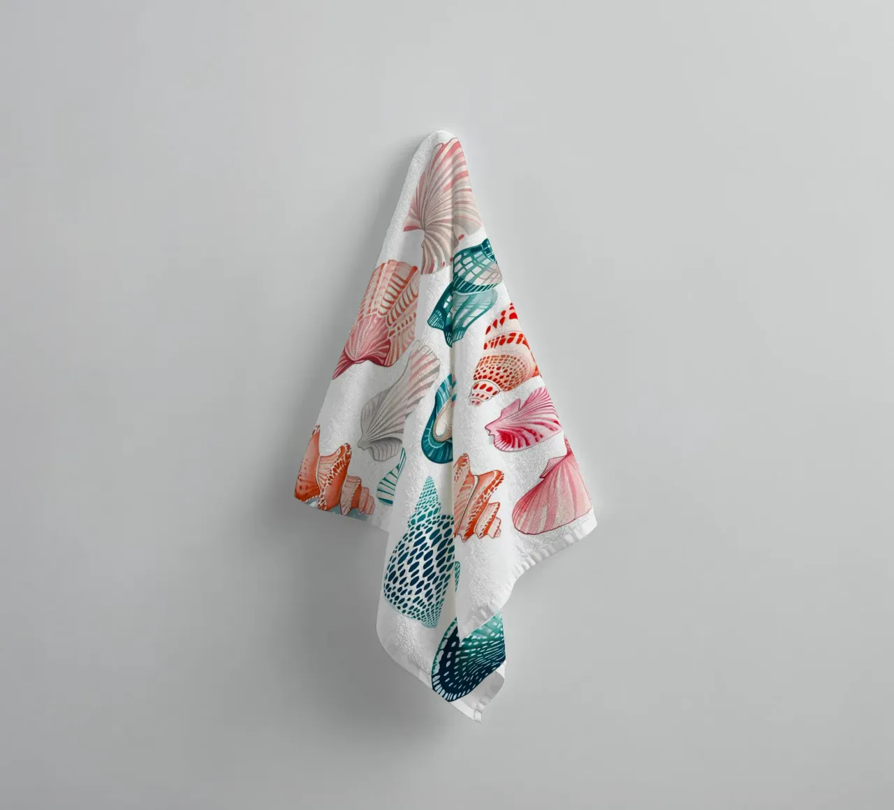 Vibrant Seashell Collection Acuarela costera toalla de baño de dawnthesea