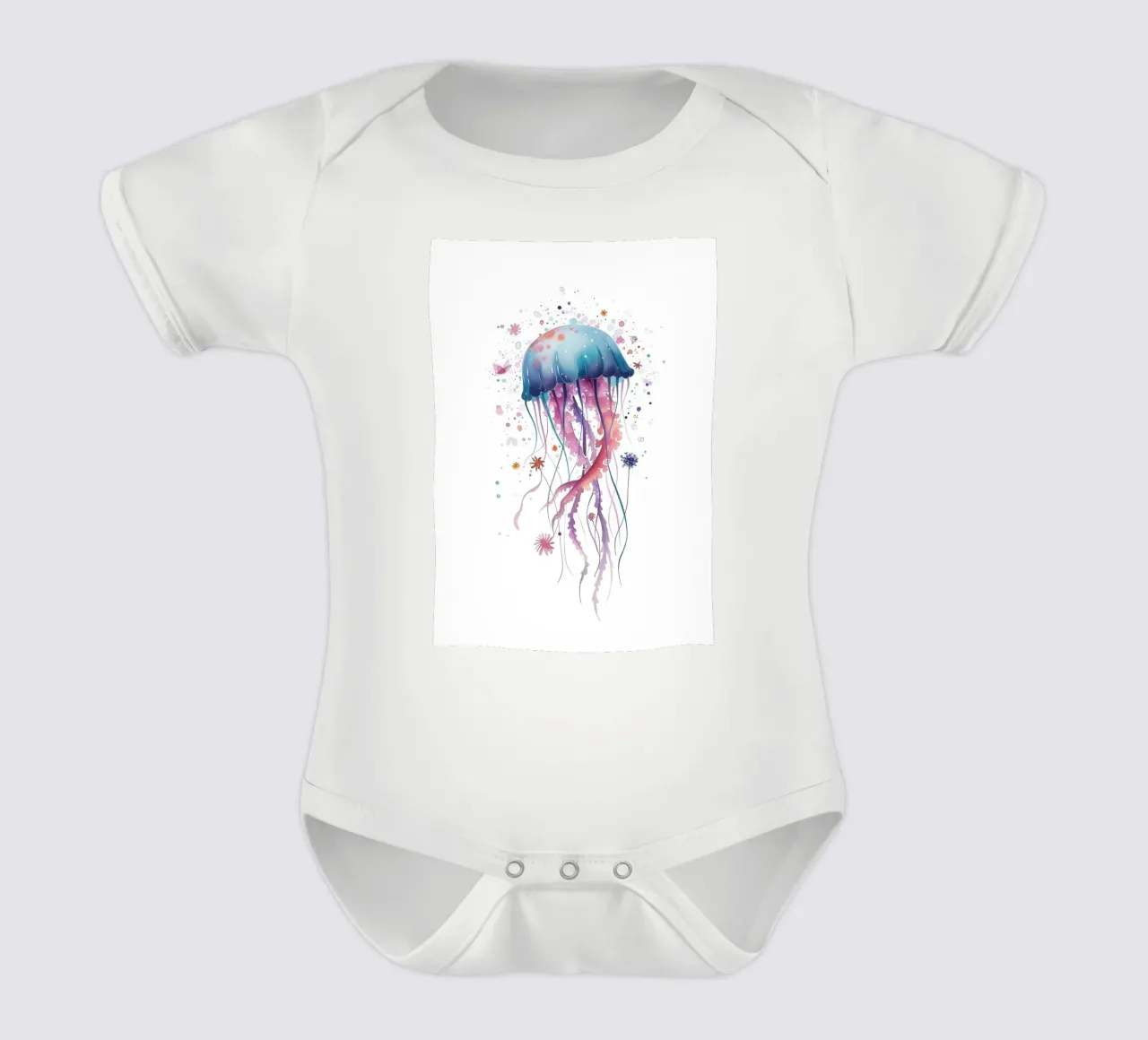 Jellyfish Fantasia Watercolor Ocean Dream Art short-sleeve baby romper by dawnthesea