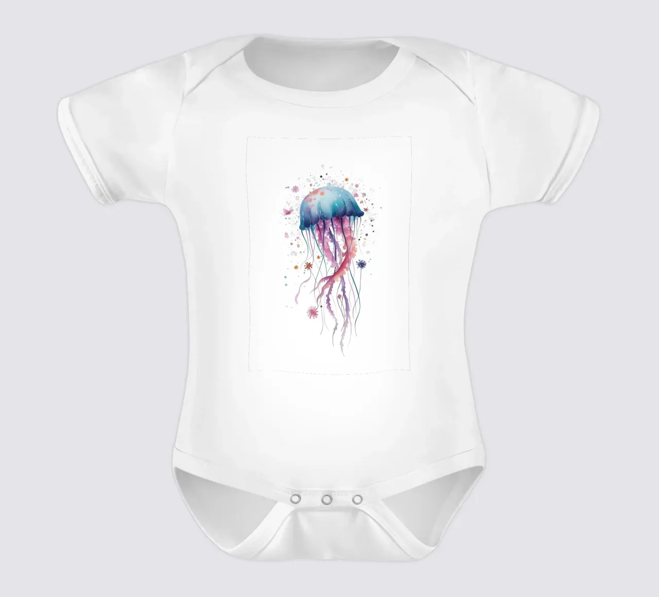 Jellyfish Fantasia Watercolor Ocean Dream Art short-sleeve baby romper by dawnthesea