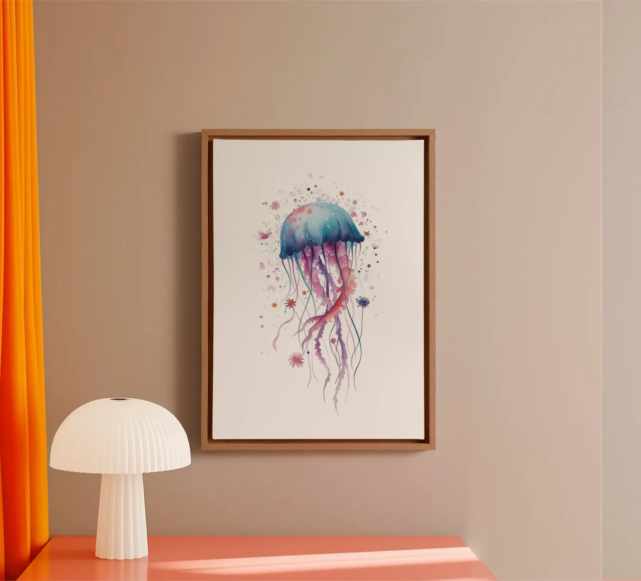 Medusa Fantasia Acquerello Oceano Sogno Arte tela con Cornice a cassetta da dawnthesea