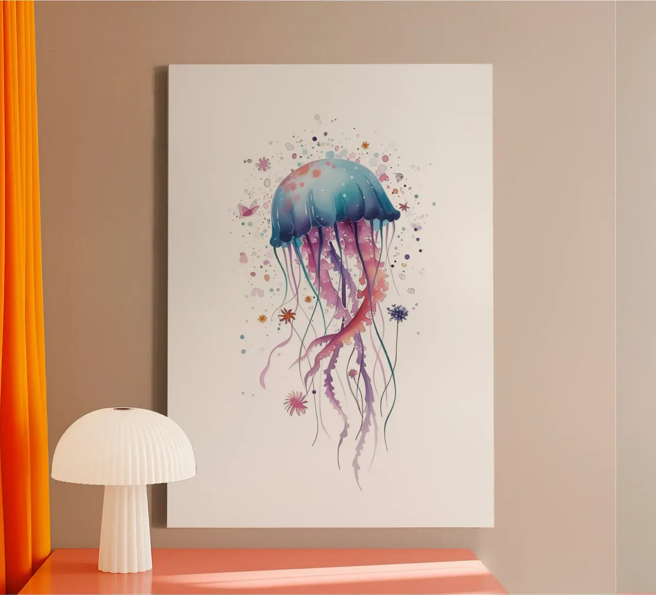 Medusa Fantasia Acquerello Oceano Sogno Arte tela con Cornice a cassetta da dawnthesea
