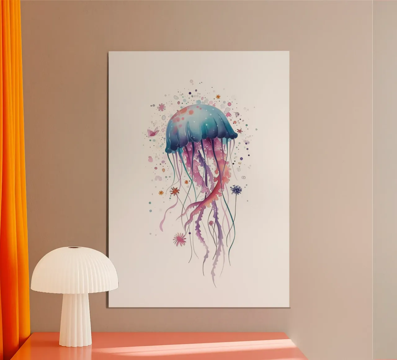 Medusa Fantasia Acquerello Oceano Sogno Arte poster con telaio in plastica da dawnthesea