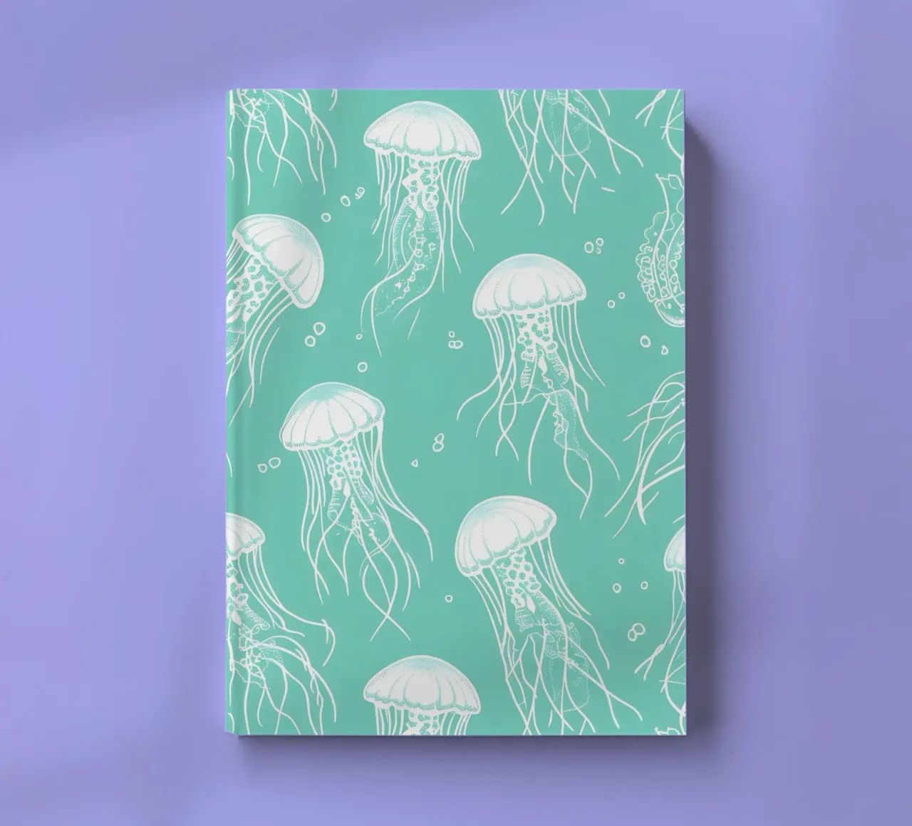 Jellyfish Pattern Aqua Blue Ocean Art Print notebook by dawnthesea