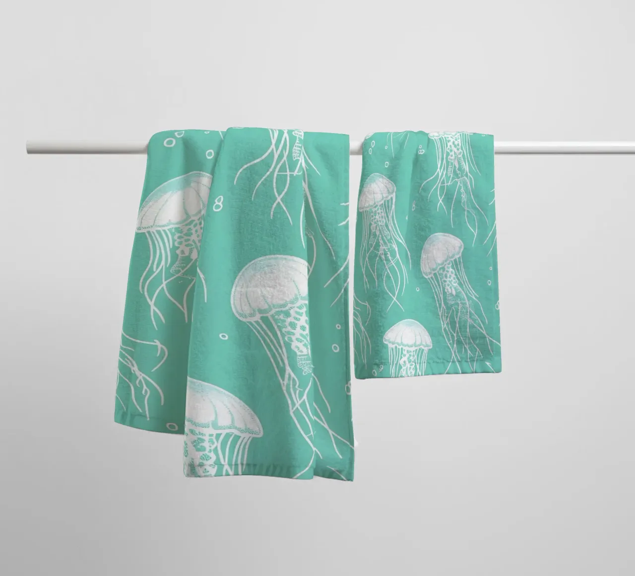 Jellyfish Pattern Aqua Blue Ocean Art Print towel by dawnthesea