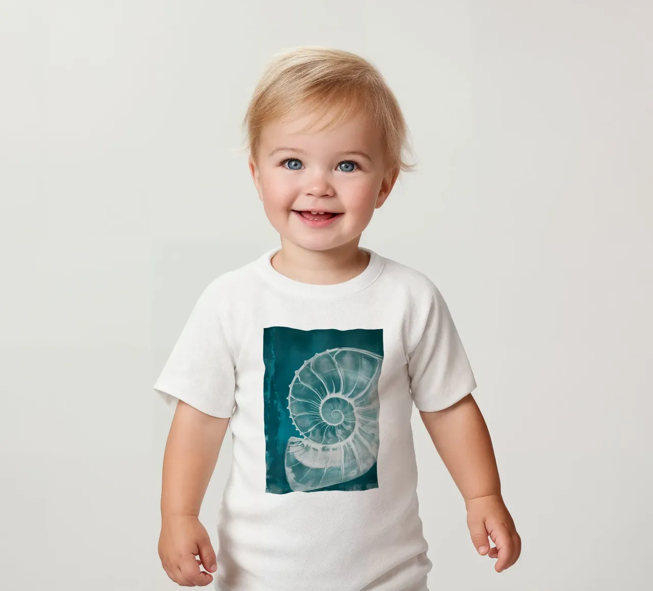 Nautilus Shell Abstract Teal Marine Art baby t-shirt by dawnthesea