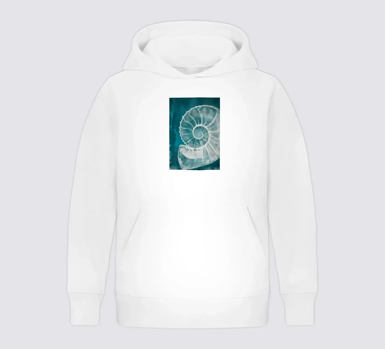 Nautilus Shell Abstract Teal Marine Art kids hoodie by dawnthesea