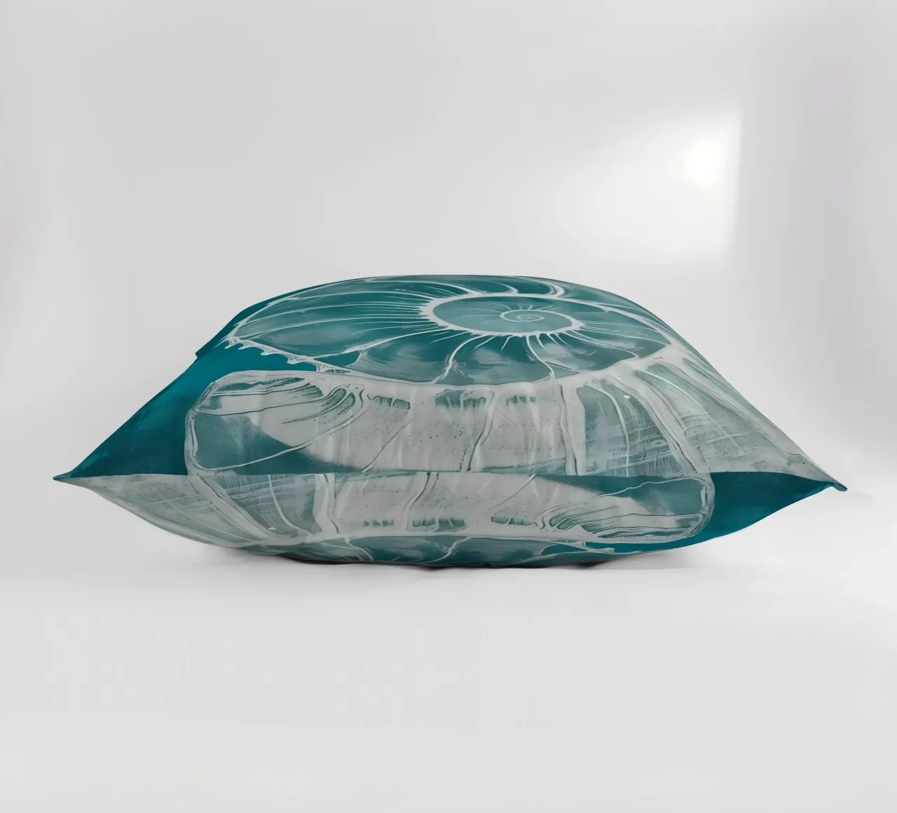 Nautilus Shell Abstract Teal Marine Art decorative cushion by dawnthesea
