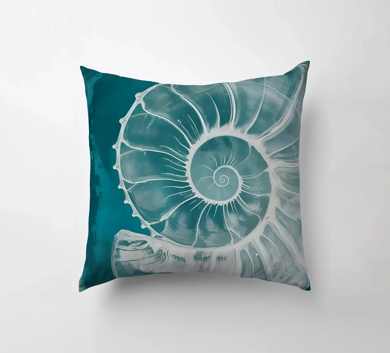 Nautilus Shell Abstract Teal Marine Art decorative cushion by dawnthesea