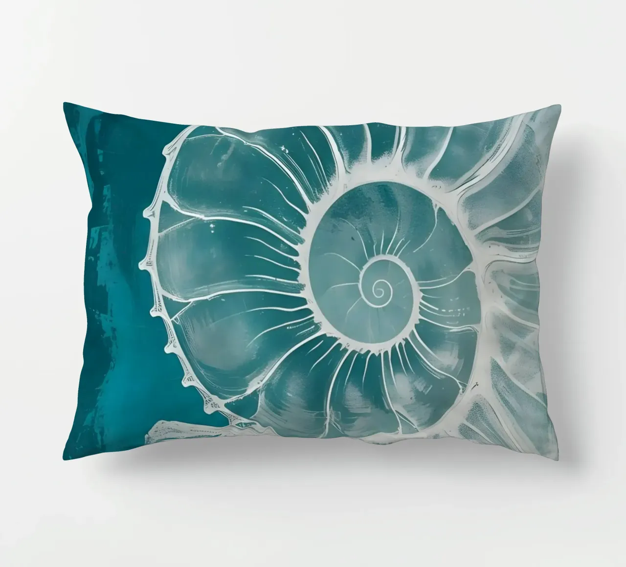 Nautilus Shell Abstract Teal Marine Art decorative cushion by dawnthesea
