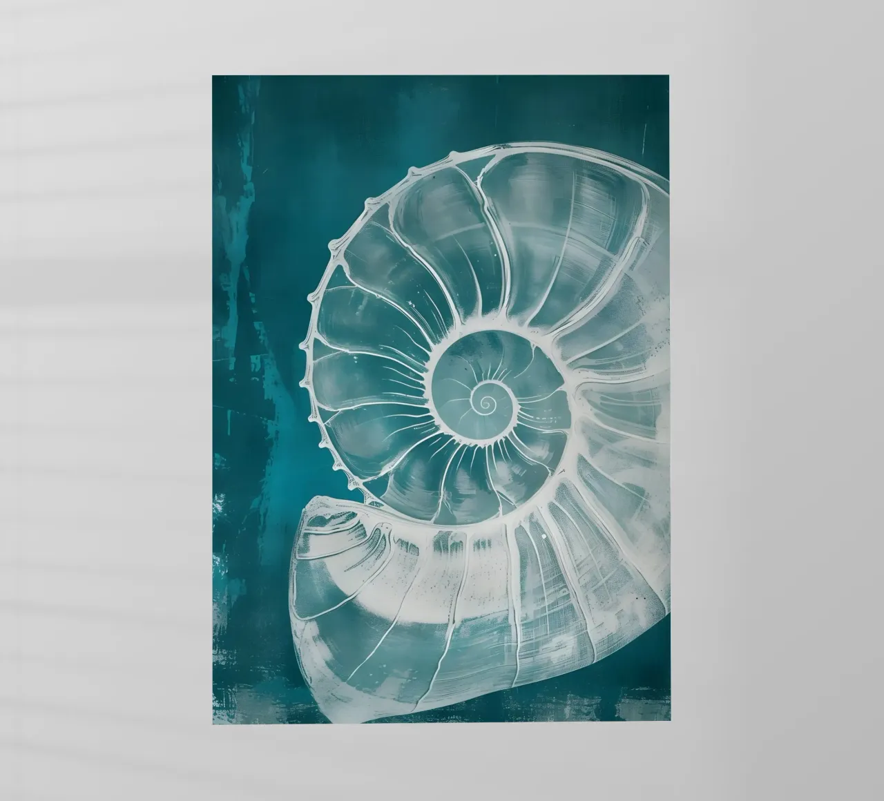Nautilus Shell Arte marina astratta verde acqua pellicola backlit da dawnthesea