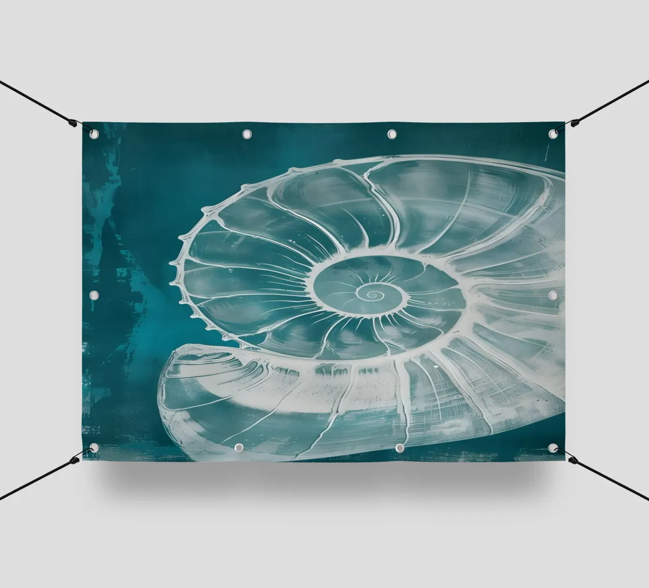 Nautilus Shell Arte marina astratta verde acqua telo in pvc da dawnthesea