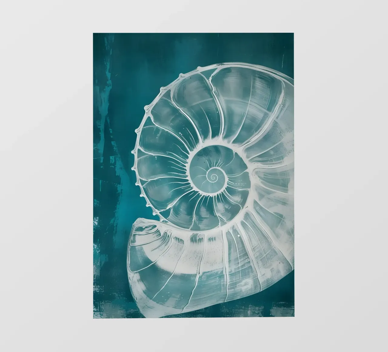 Nautilus Shell Arte marina astratta verde acqua telo in pvc da dawnthesea