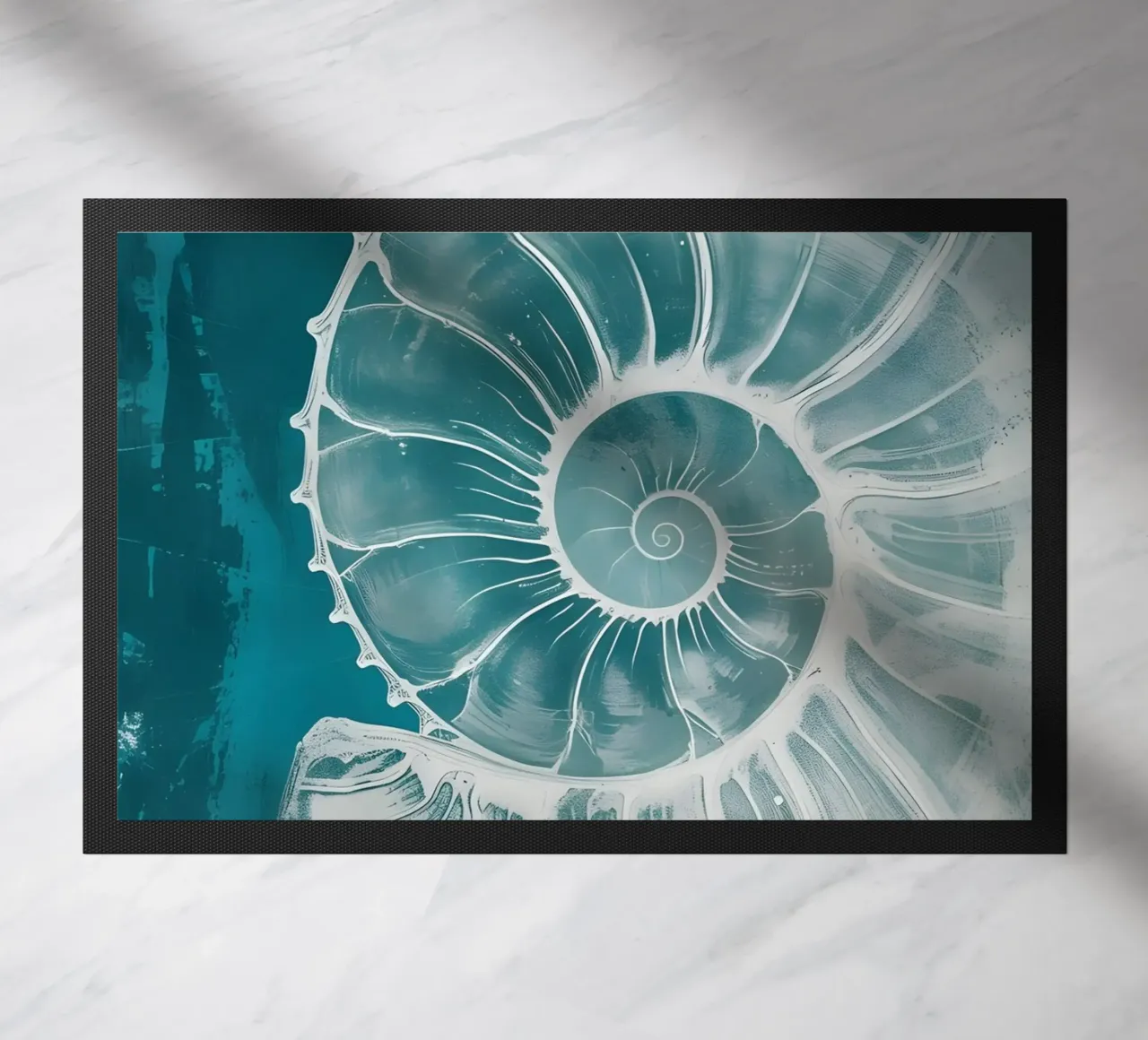 Nautilus schelp abstract groenblauw marine kunst deurmat van dawnthesea