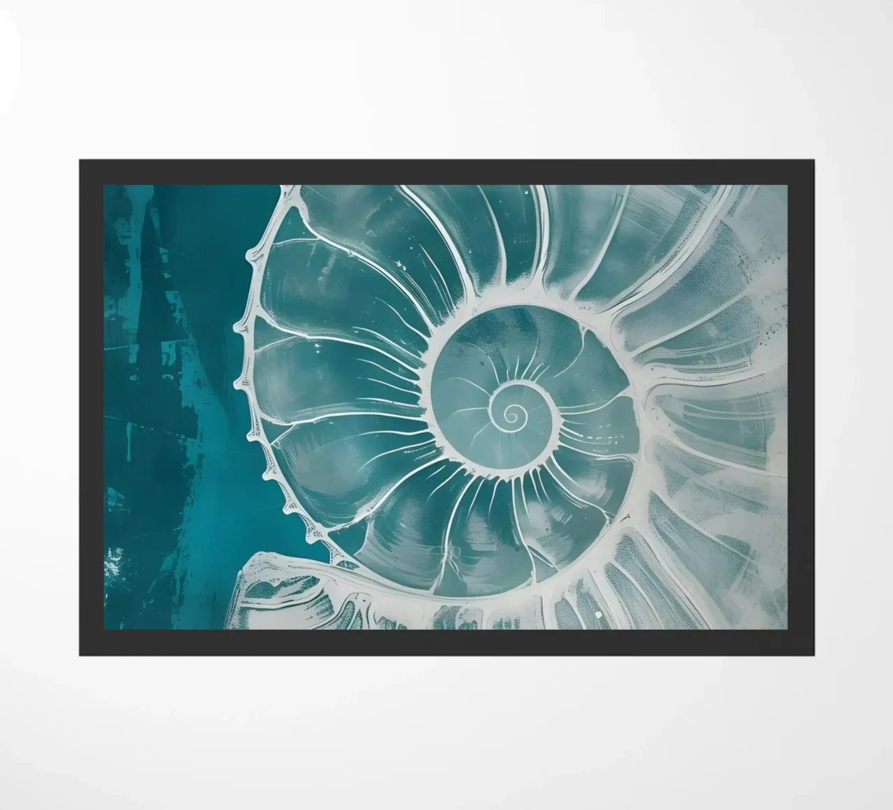 Nautilus schelp abstract groenblauw marine kunst deurmat van dawnthesea
