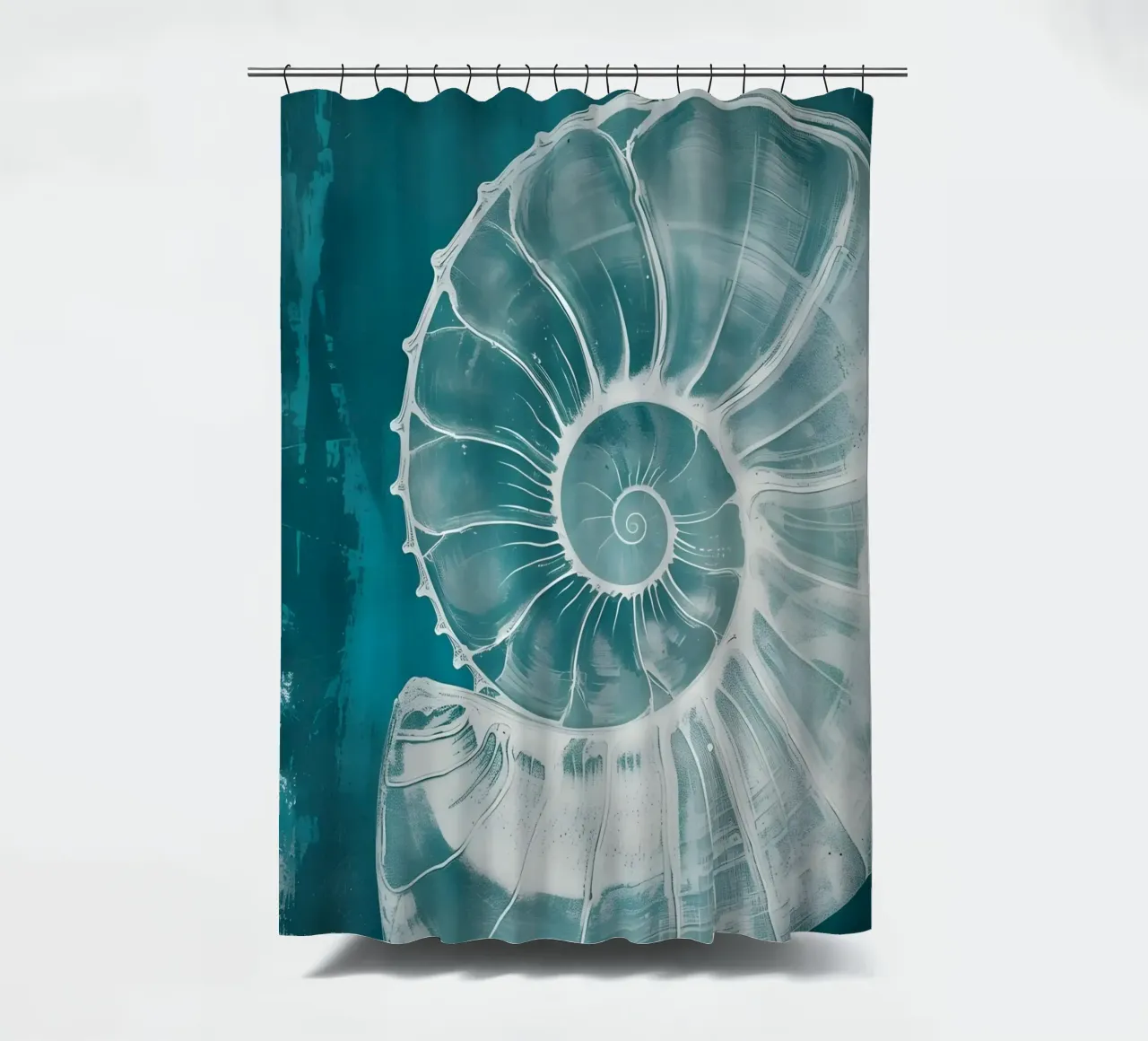 Nautilus schelp abstract groenblauw marine kunst douchegordijn van dawnthesea