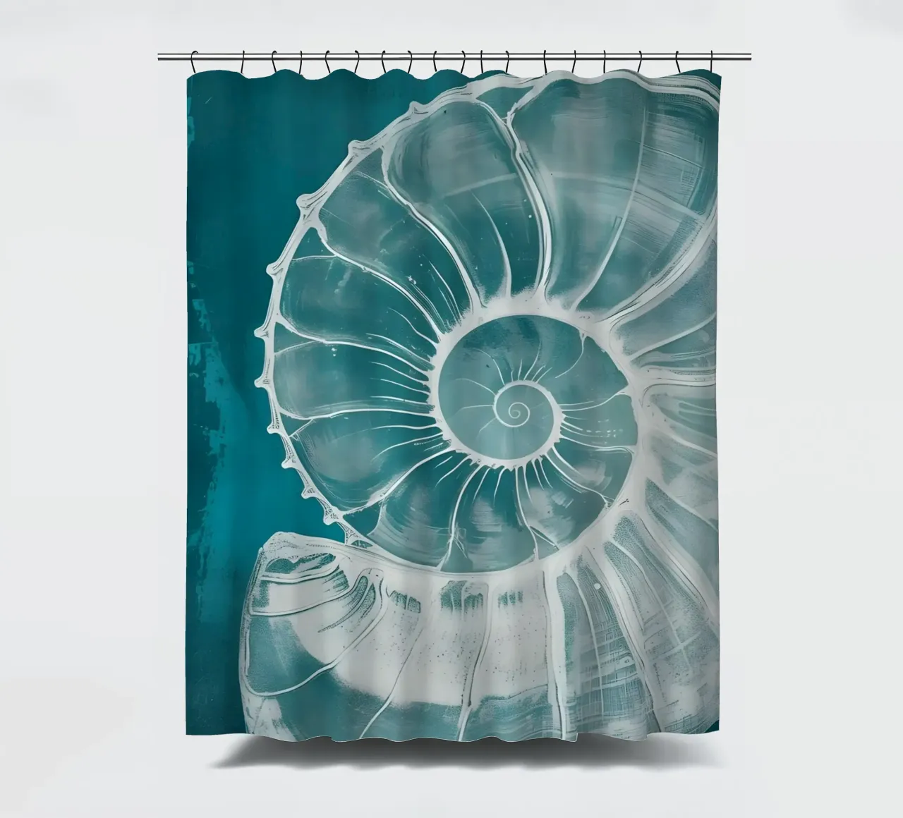 Nautilus schelp abstract groenblauw marine kunst douchegordijn van dawnthesea