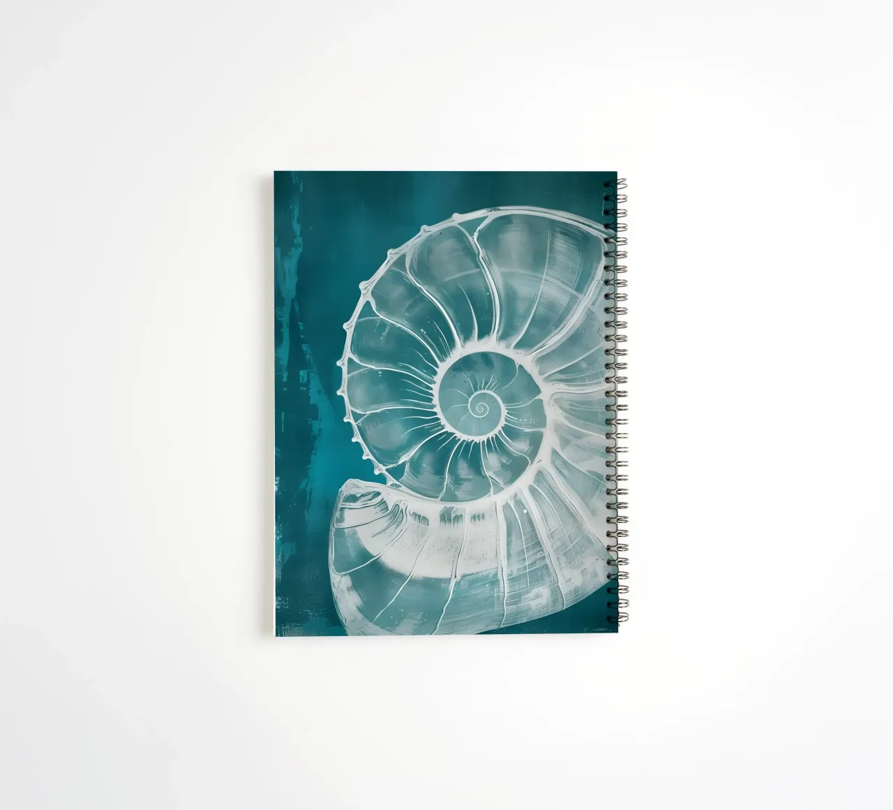 Nautilus Shell Abstract Teal Marine Art spiral notebook by dawnthesea