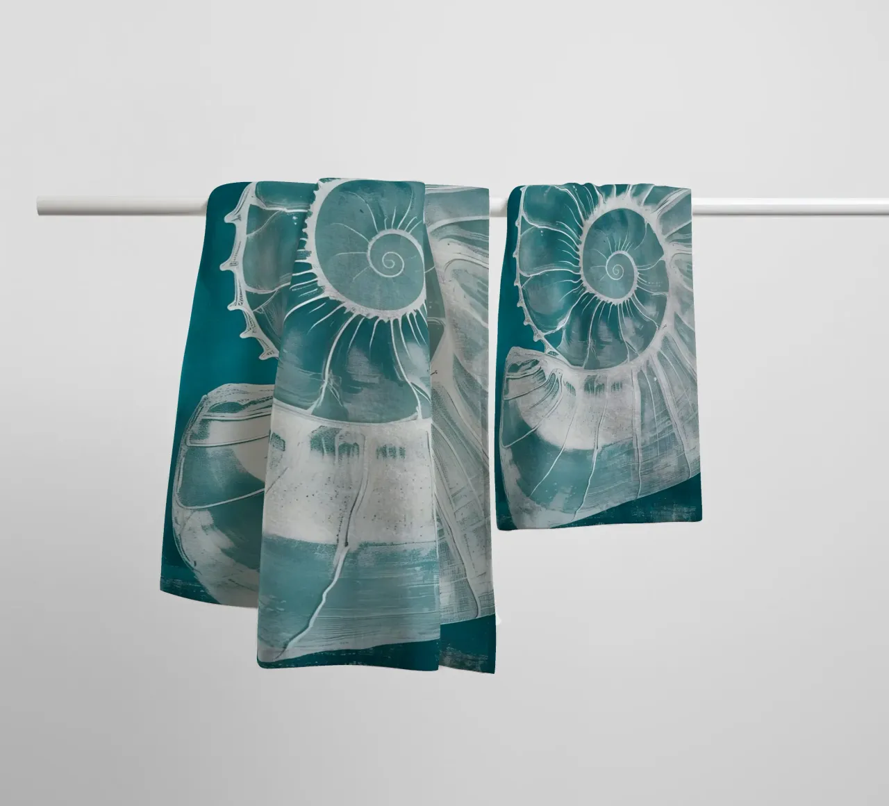 Nautilus Shell Abstract Teal Marine Art towel by dawnthesea