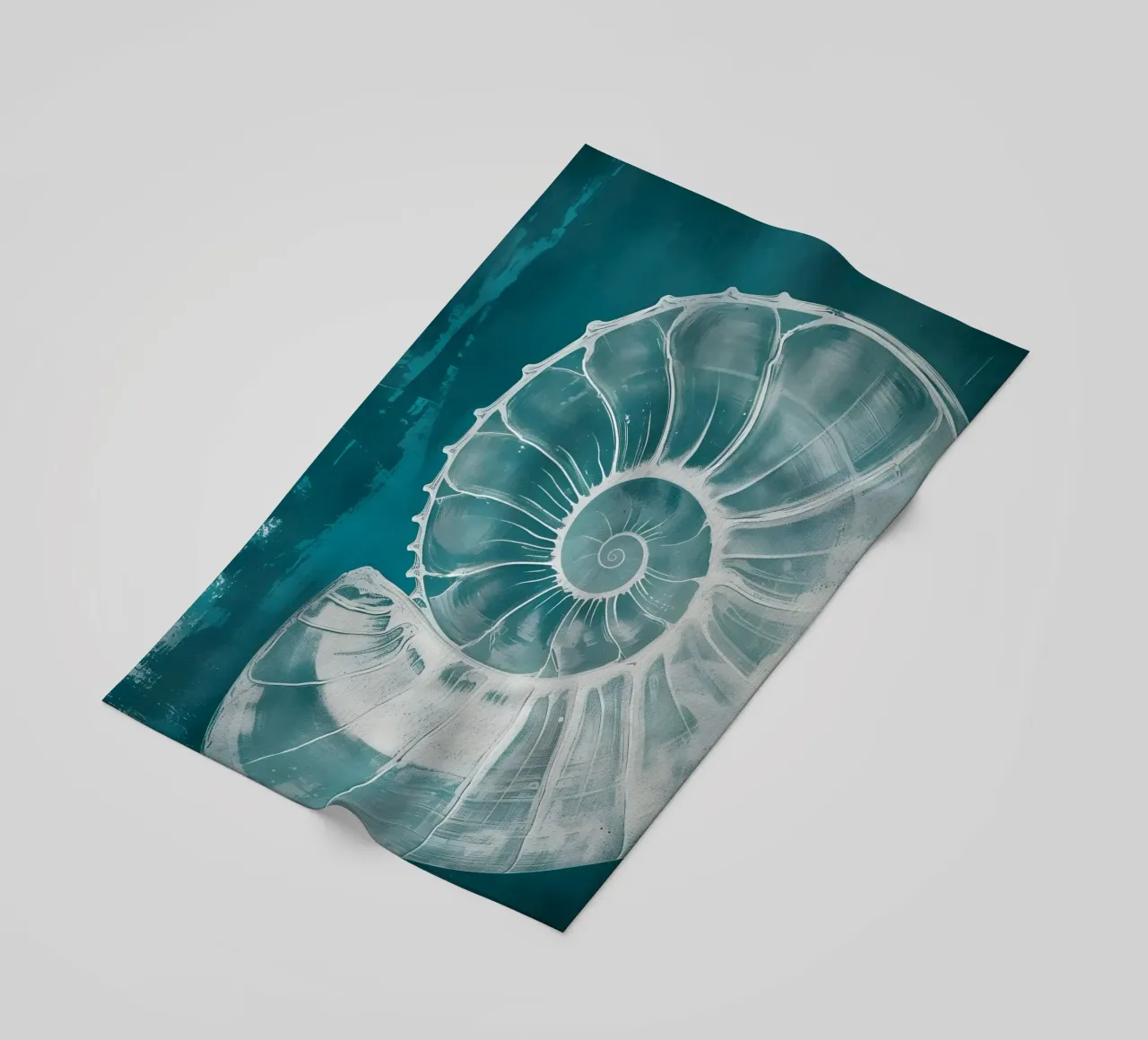 Nautilus Shell Abstract Teal Marine Art beach towel by dawnthesea
