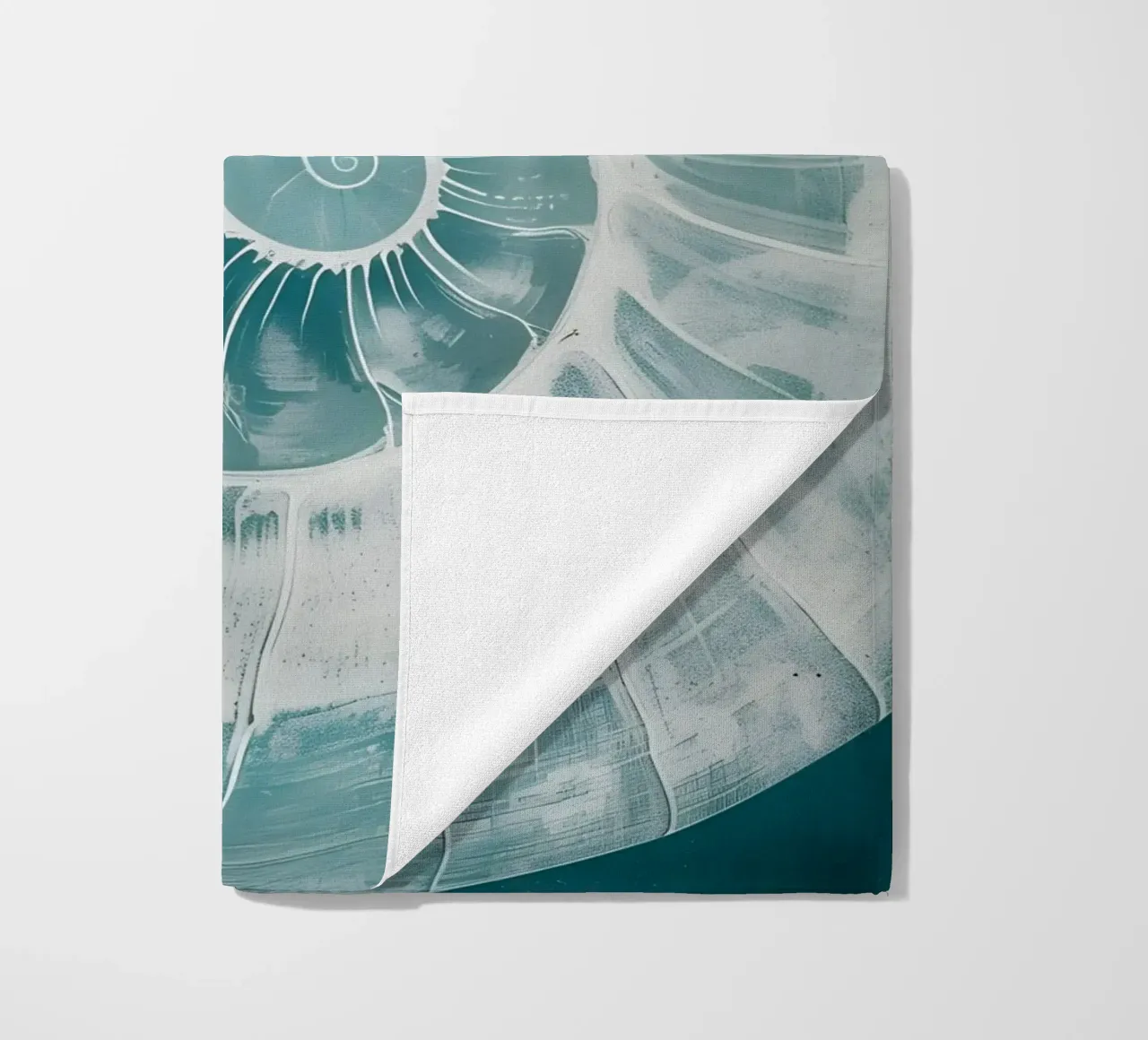 Nautilus Shell Abstract Teal Marine Art beach towel by dawnthesea