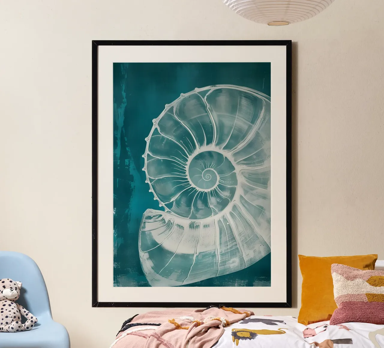 Nautilus Shell Abstract Teal Marine Art hahnemühle by dawnthesea