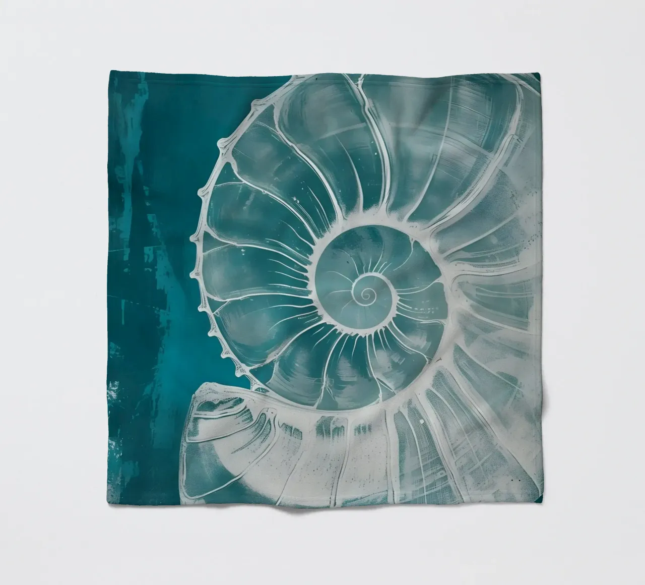 Nautilus schelp abstract groenblauw marine kunst fleecedeken van dawnthesea