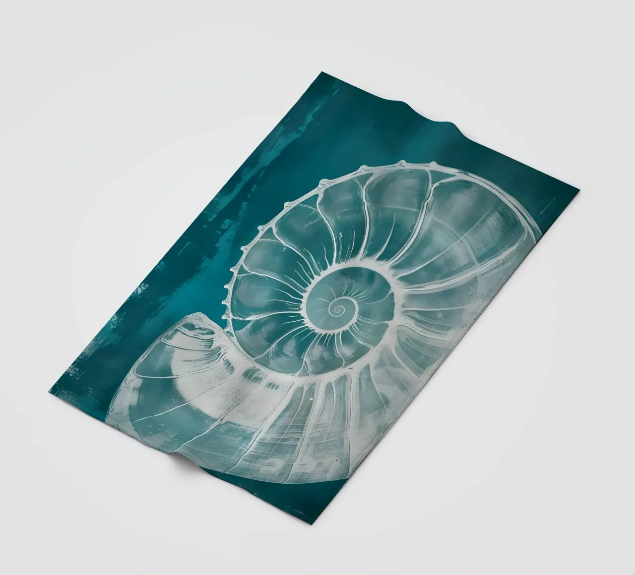 Nautilus schelp abstract groenblauw marine kunst fleecedeken van dawnthesea