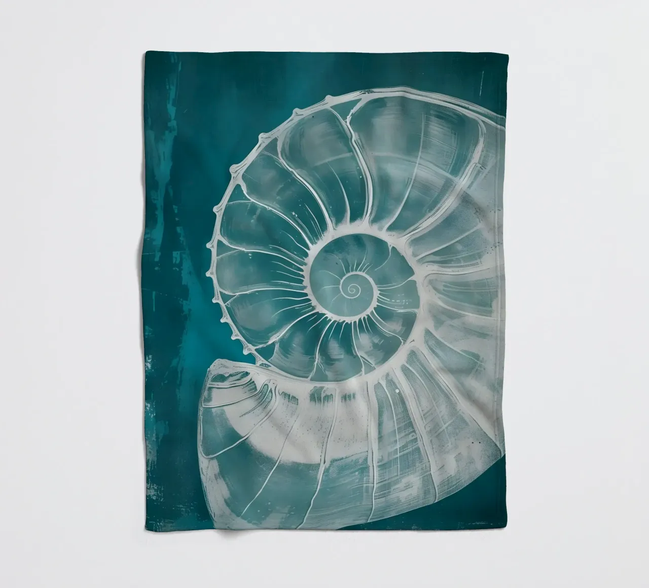 Nautilus schelp abstract groenblauw marine kunst fleecedeken van dawnthesea