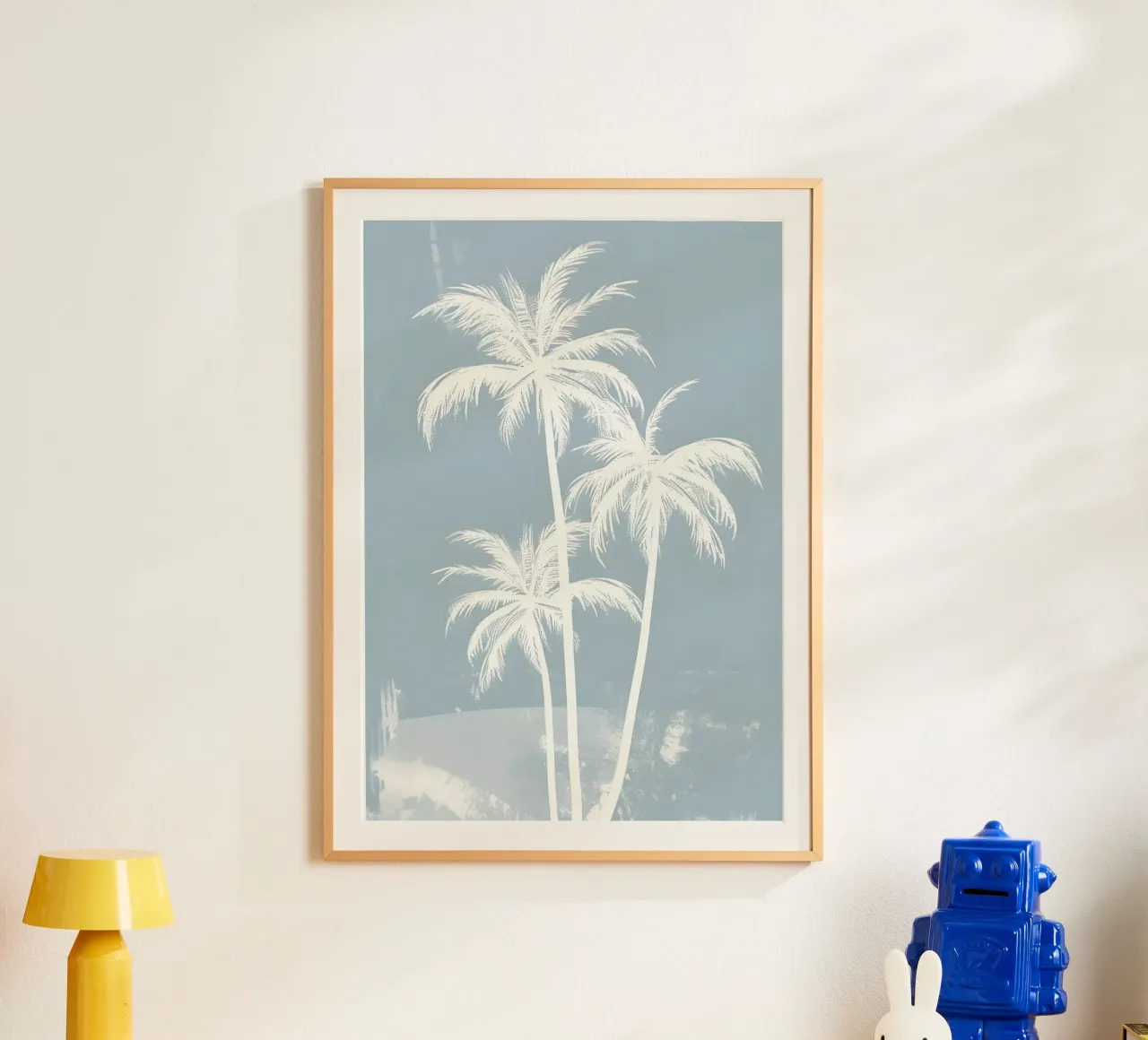 White Palm Trees Soft Blue Minimalist Art poster by dawnthesea