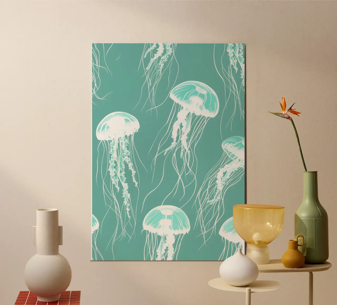 Quallen Schwarm Teal Ozean Ästhetische Kunst Poster von dawnthesea