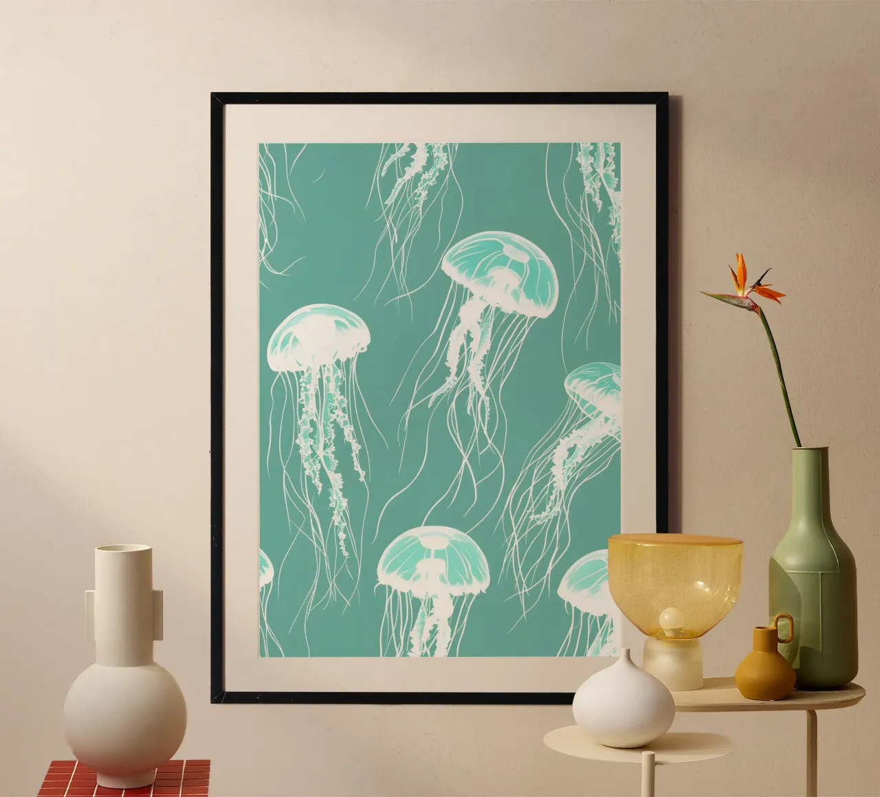 Quallen Schwarm Teal Ozean Ästhetische Kunst Poster von dawnthesea