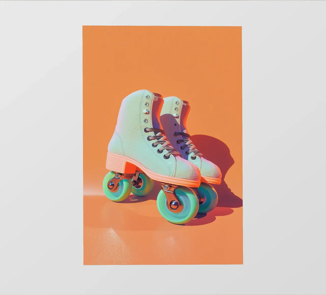 Retro Roller Skates on Vibrant Orange Background telo in pvc da Mosaic Dialogue