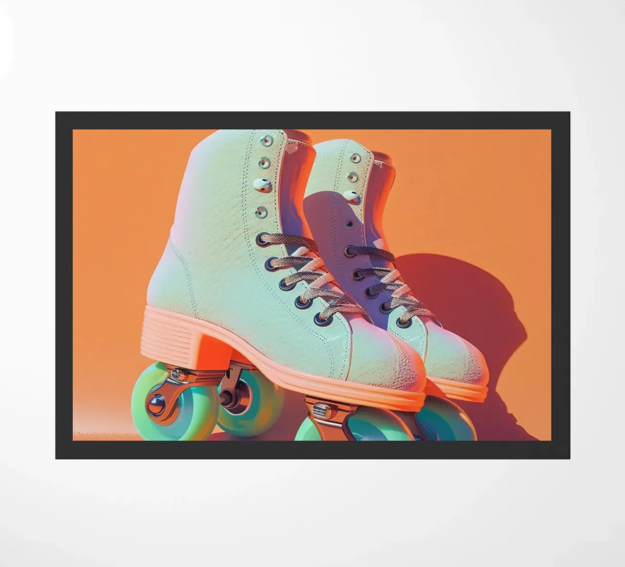 Retro Roller Skates on Vibrant Orange Background zerbino da Mosaic Dialogue