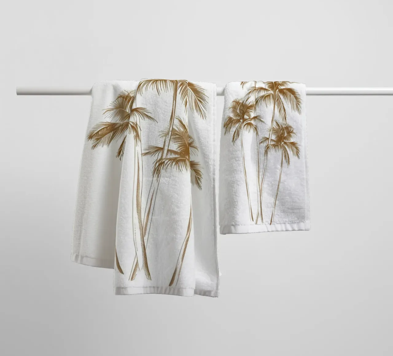 Golden Palm Tree Cluster Minimalist Tropical Art towel by dawnthesea