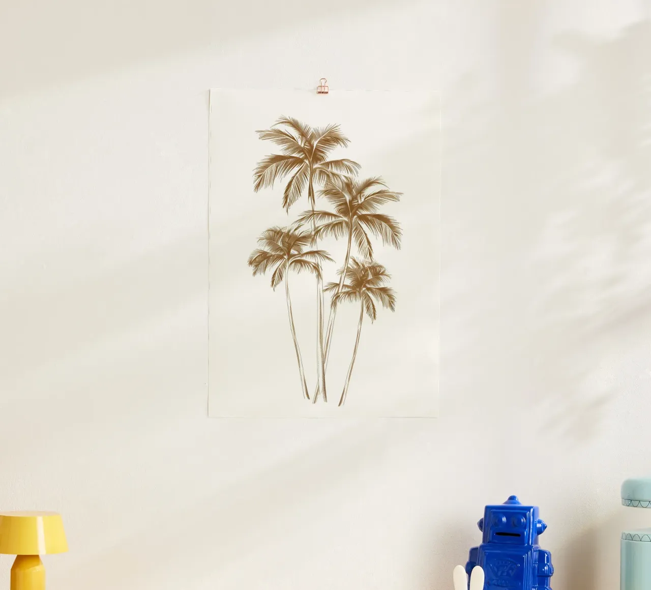 Goldener Palmenbaum Cluster Minimalistische Tropische Kunst Poster von dawnthesea